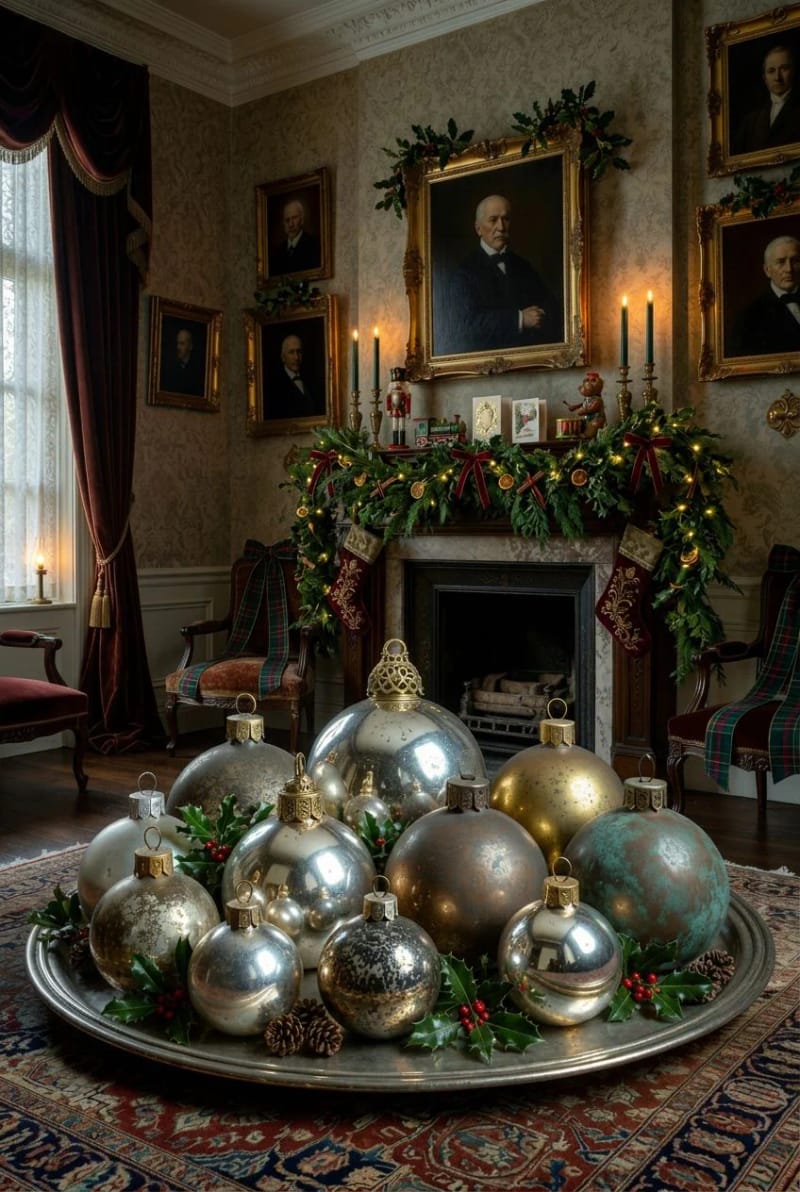 Vintage and Victorian Christmas Decorating: 11 Ideas for a Faded, Heirloom Holiday 10 group mercury glass and kugels by tarnish, not color 1