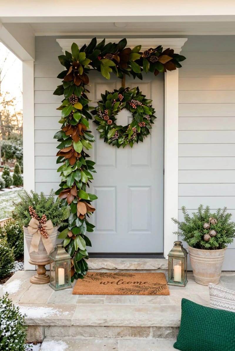 hang a magnolia garland for the two-tone, big-leaf look 1
