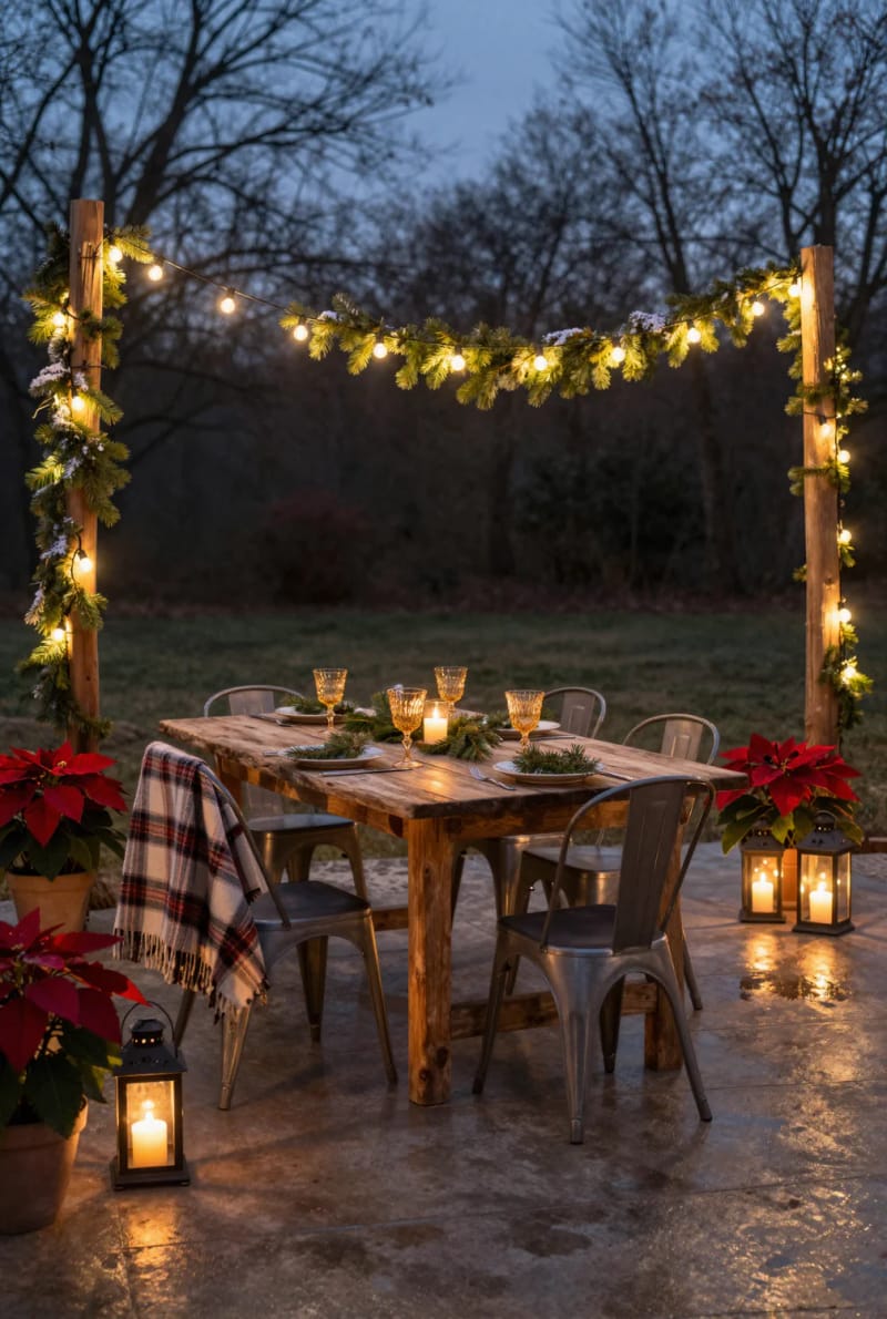 hang bistro lights low over the patio or between posts 1