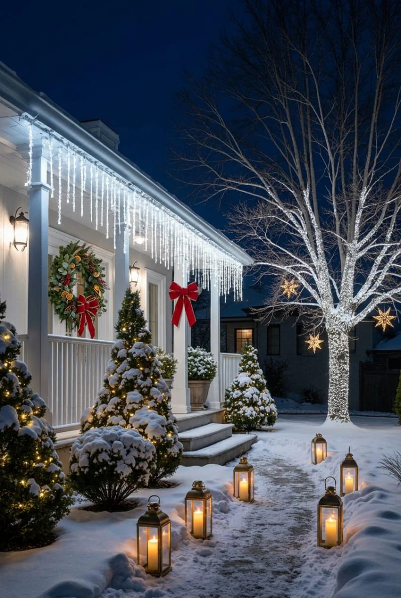 hang icicle and meteor-shower lights for vertical movement 1
