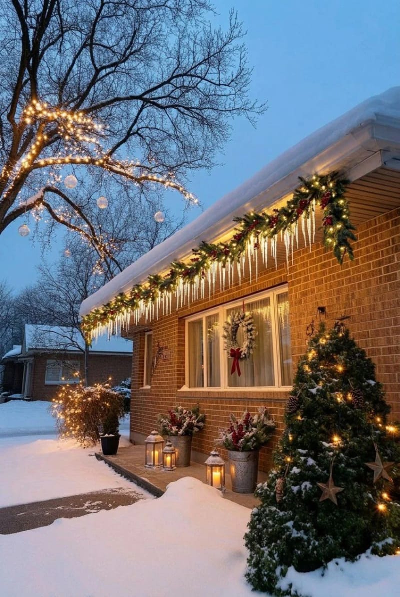 hang icicle and meteor-shower lights for vertical movement 1