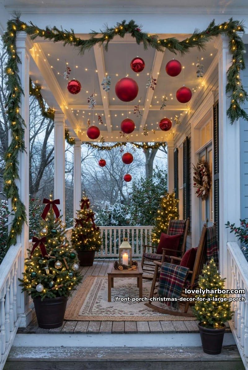 hang oversized ornaments from the ceiling at staggered heights 5