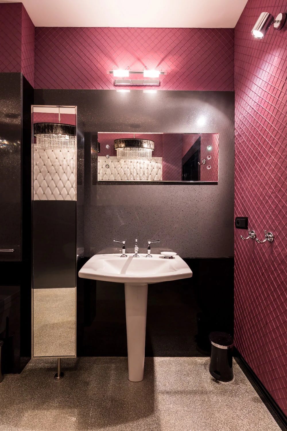 Burgundy Bathroom Ideas, Sorted by How Much Nerve You Have 2 how far to take the burgundy 1