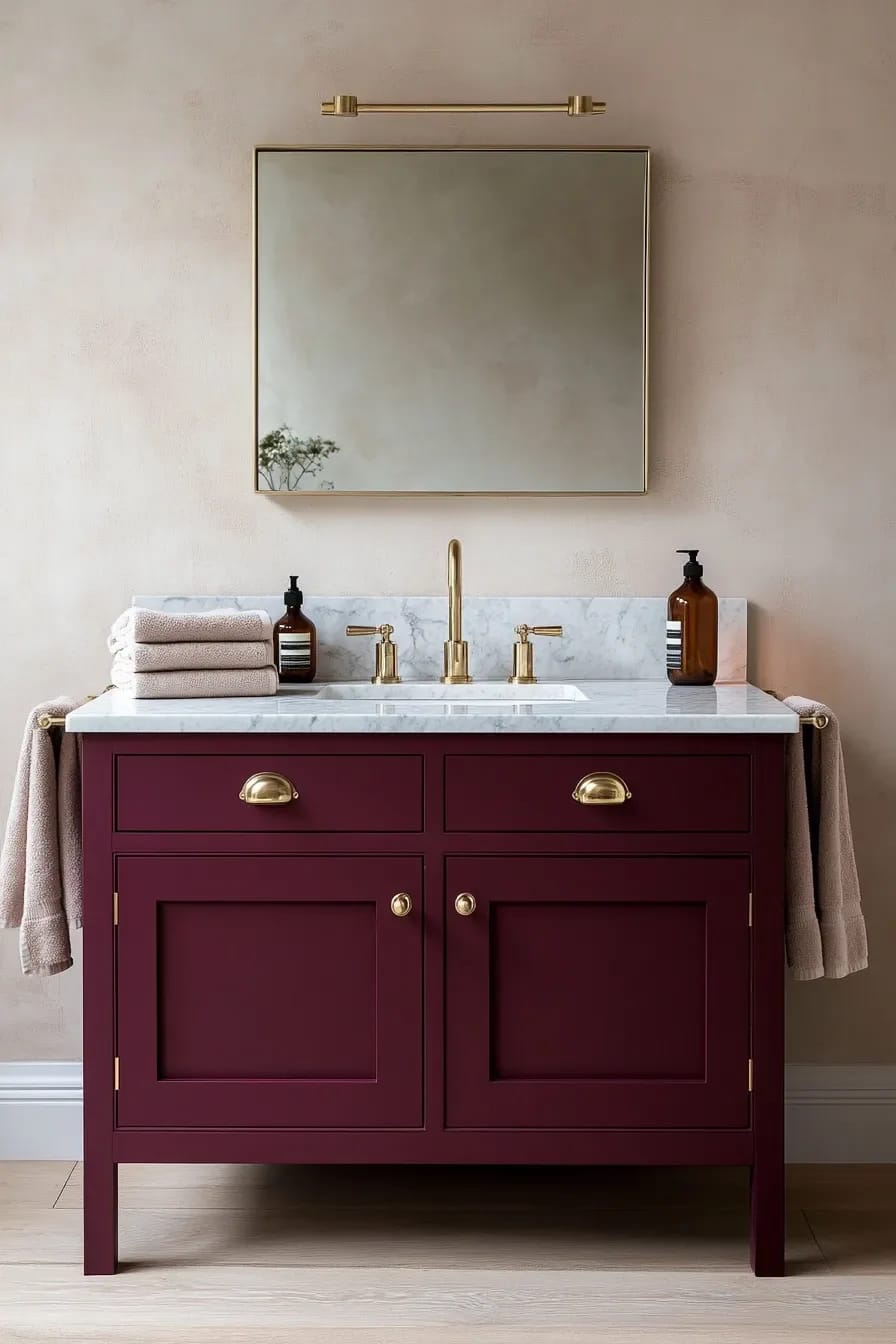 Burgundy Bathroom Ideas, Sorted by How Much Nerve You Have 6 how far to take the burgundy 1