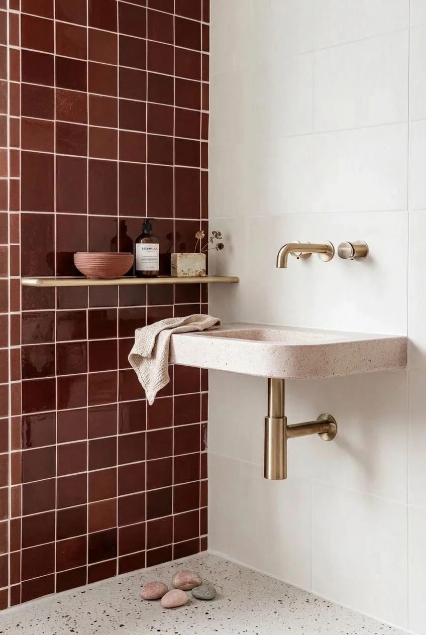 Burgundy Bathroom Ideas, Sorted by How Much Nerve You Have 8 how far to take the burgundy 1