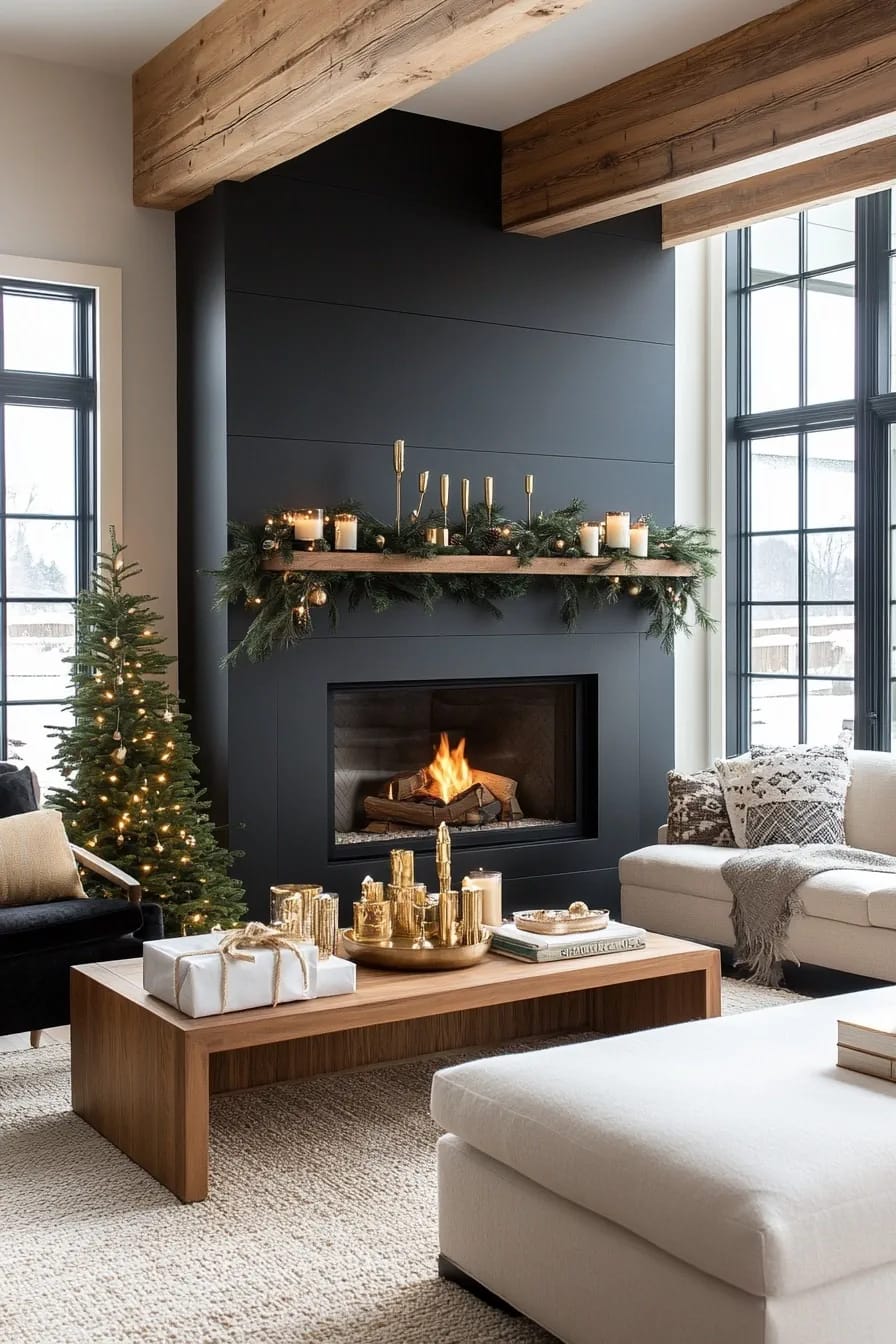 7 Modern Christmas Mantel Decor Ideas That Don't Look Like a Craft Store 7 if your fireplace is dark, decorate into it instead of fighting it 1