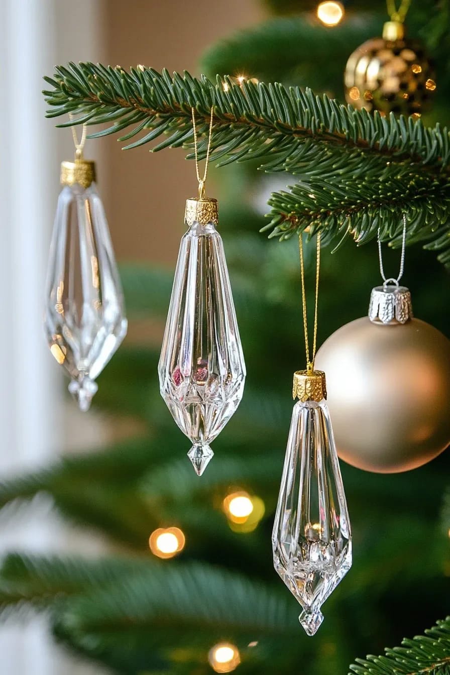 Elegant Christmas Tree Ideas with Gold and Glass Ornaments 22 layer, light, and drape 1