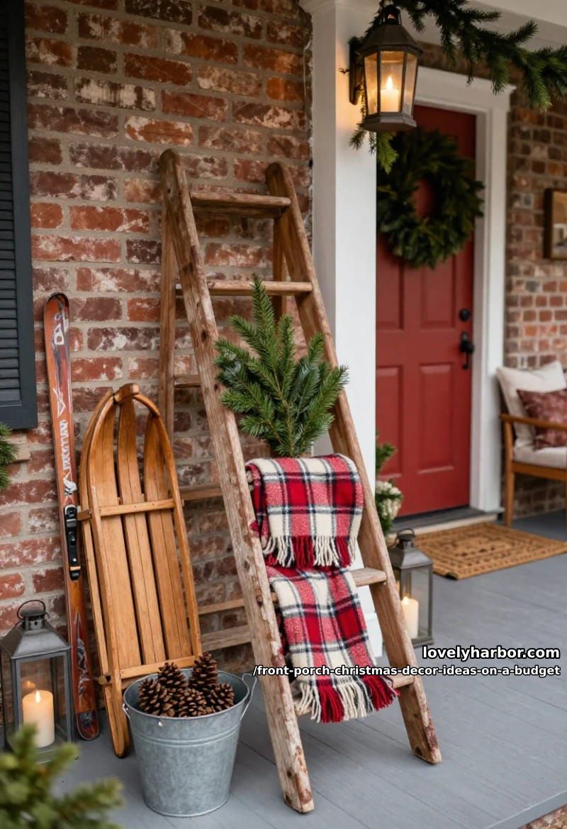 lean a thrifted ladder or sled in the porch corner 1