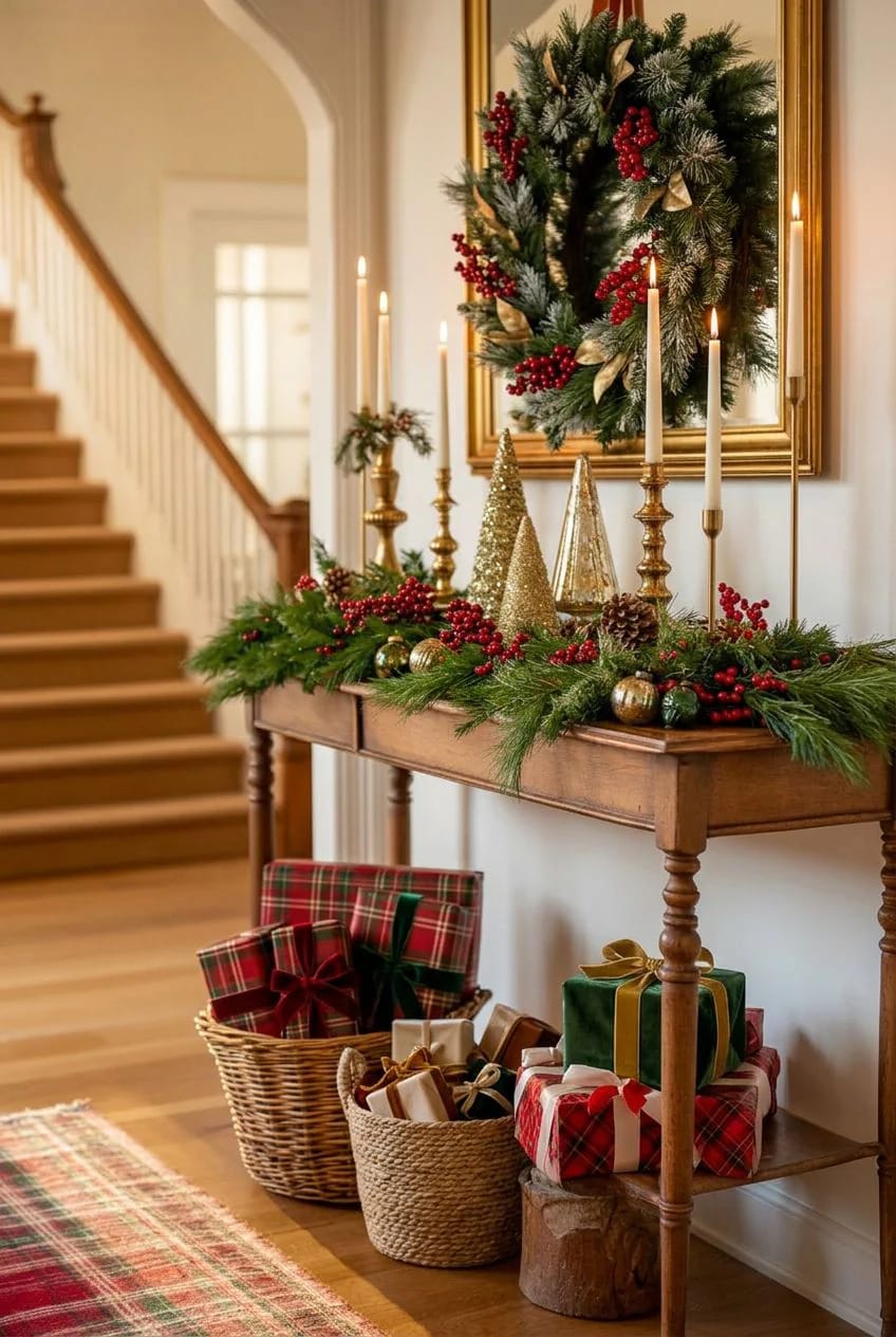 Classic Red and Green Christmas Decor Ideas for the Whole House 5 let the entryway decide your whole-house palette 1