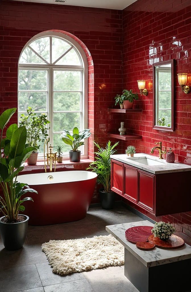 Burgundy Bathroom Ideas, Sorted by How Much Nerve You Have 18 light, and a way to test before you commit 1