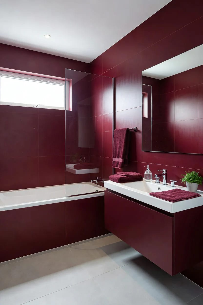 Burgundy Bathroom Ideas, Sorted by How Much Nerve You Have 19 light, and a way to test before you commit 1