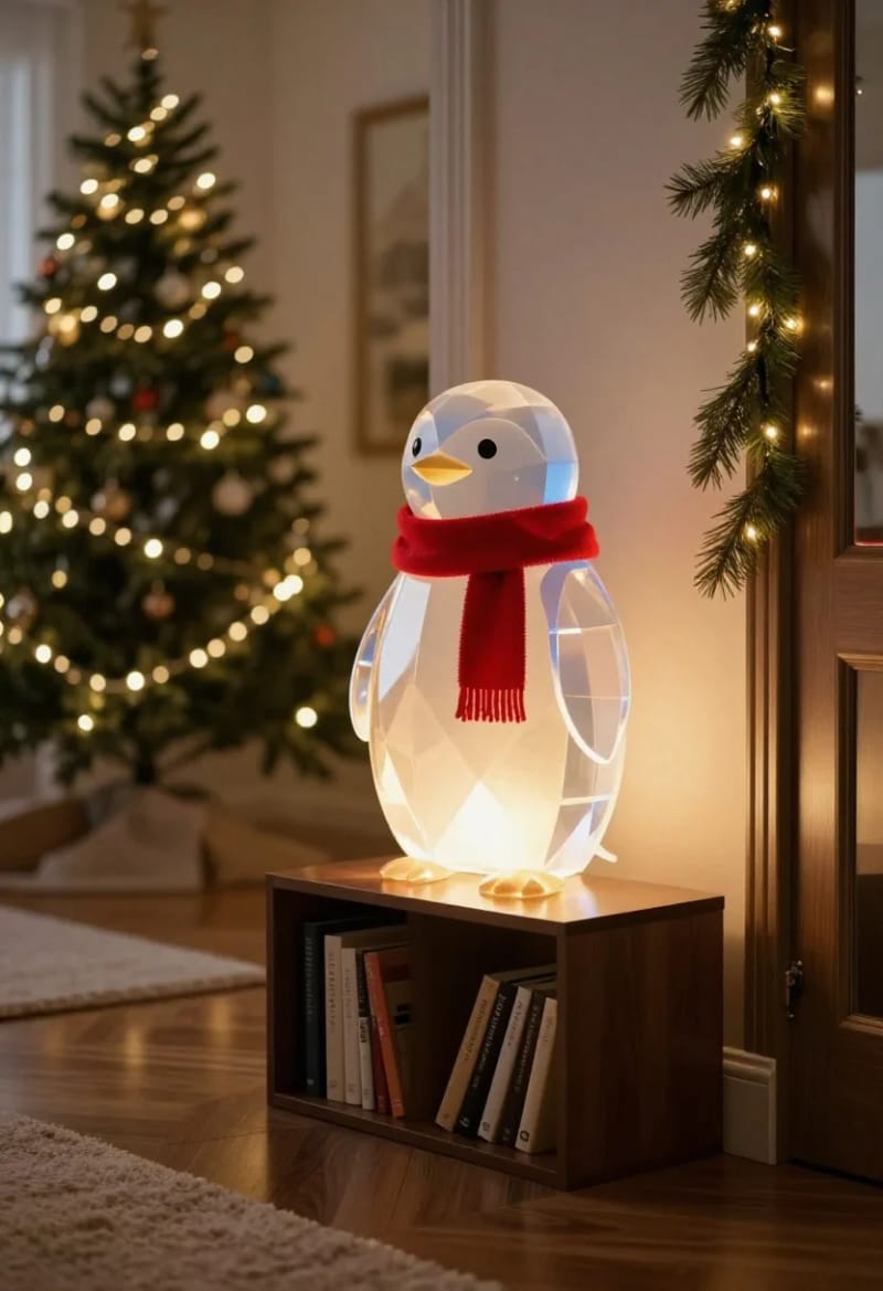 light-up acrylic penguins belong across the room, not on the coffee table 1