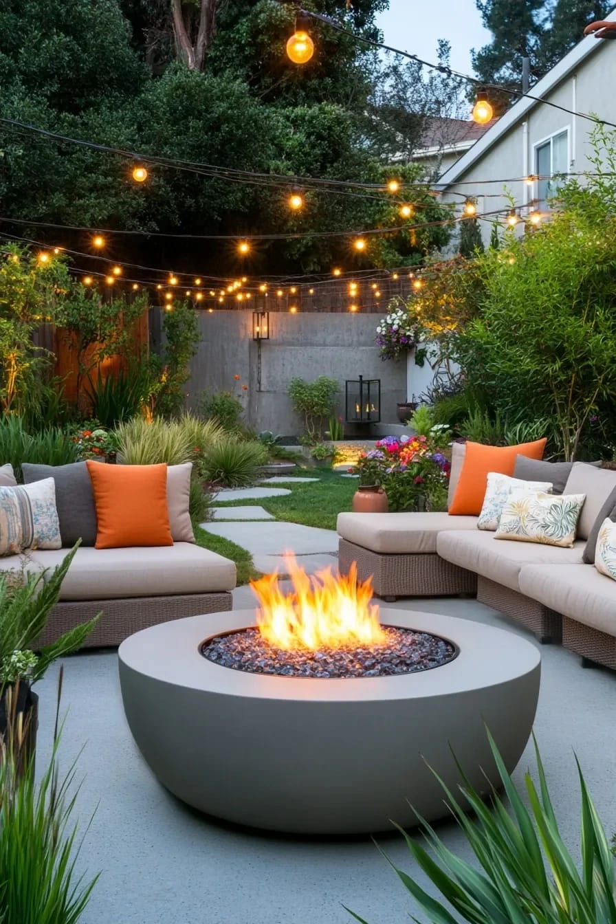 11 Small Backyard Ideas That Work in Under 400 Square Feet 8 make the fire pit run on gas 1