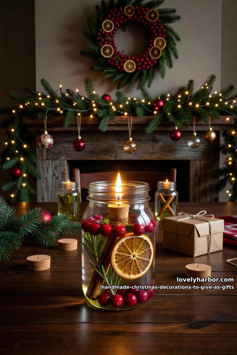 mason jar oil lamp with botanicals 1