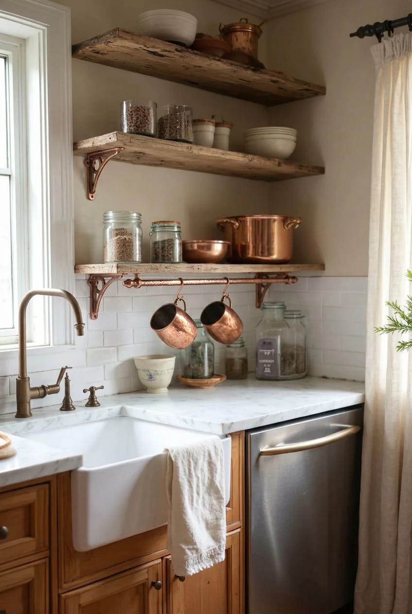 Cozy Kitchen Ideas That Actually Make You Want to Linger 20 mixed metals and a little patina keep a cozy kitchen from looking like a showroom 1