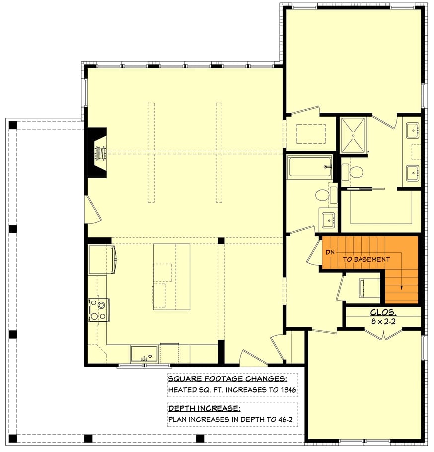 modern 2 bedroom farmhouse house plan with wraparound porch 1