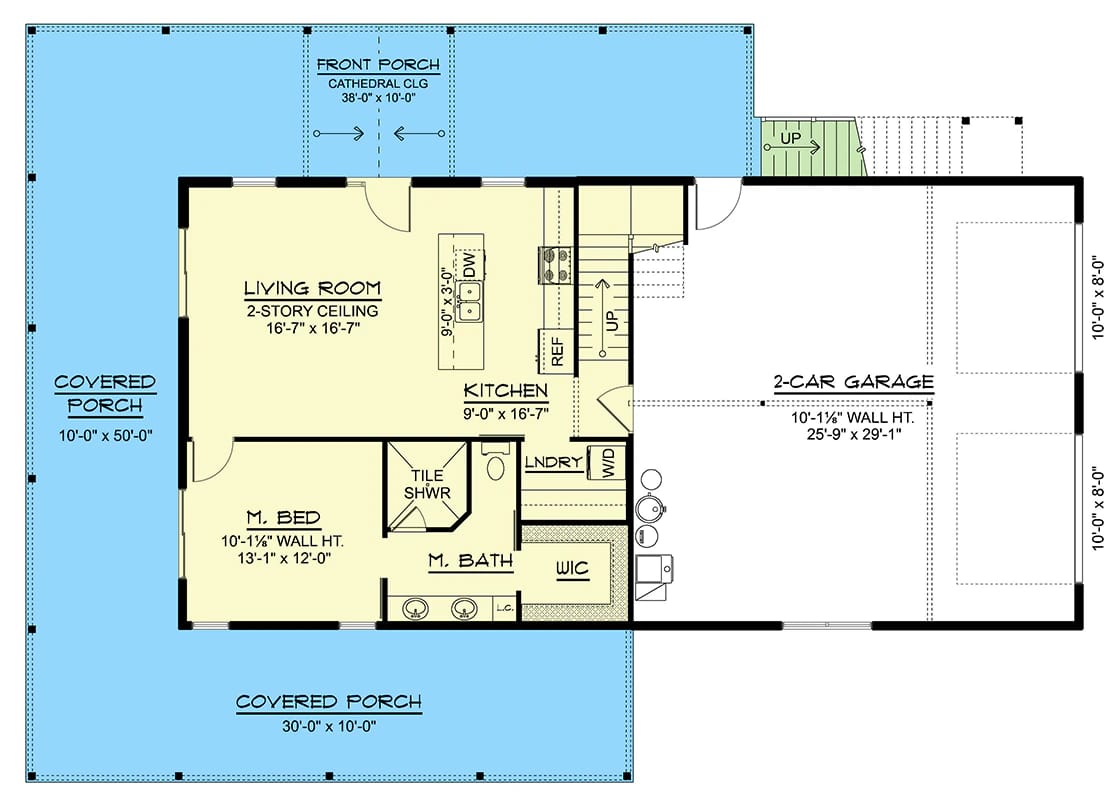 4-Bedroom Modern Barndominium House Plan with a Wraparound Porch and Upper Deck (1,895 Sq. Ft. Floor Plan) 2 modern 4 beds barndominium house plan 1