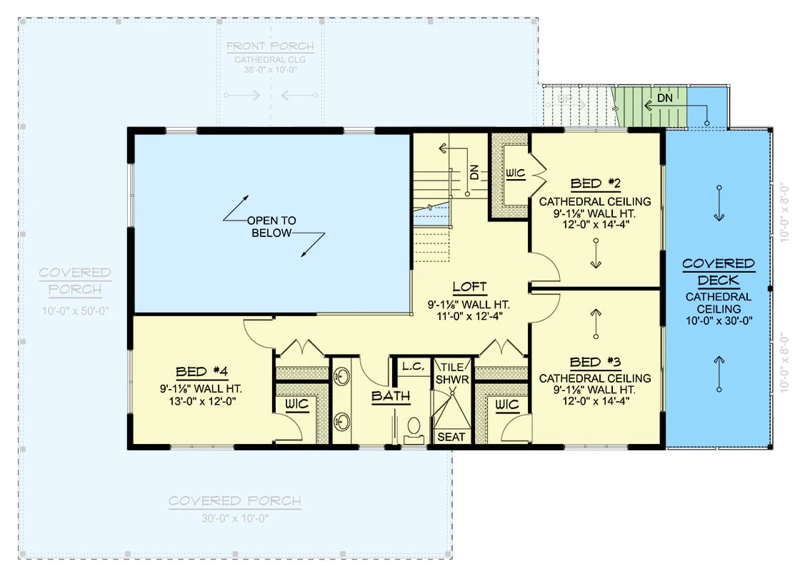 4-Bedroom Modern Barndominium House Plan with a Wraparound Porch and Upper Deck (1,895 Sq. Ft. Floor Plan) 3 modern 4 beds barndominium house plan 1
