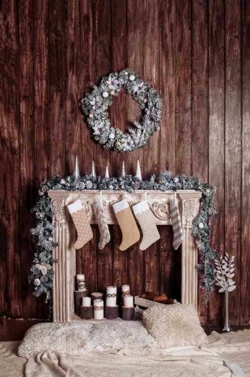 Farmhouse Christmas Mantel Decorating Ideas That Skip the Store-Bought Look 15 no fireplace? fake the mantel with a chunky floating shelf 1
