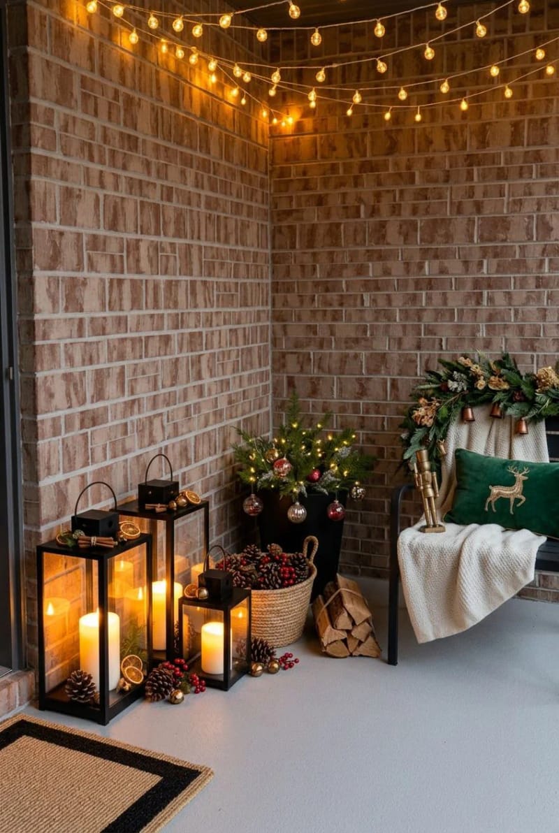 no room for a tree? cluster flameless lanterns on the floor 1