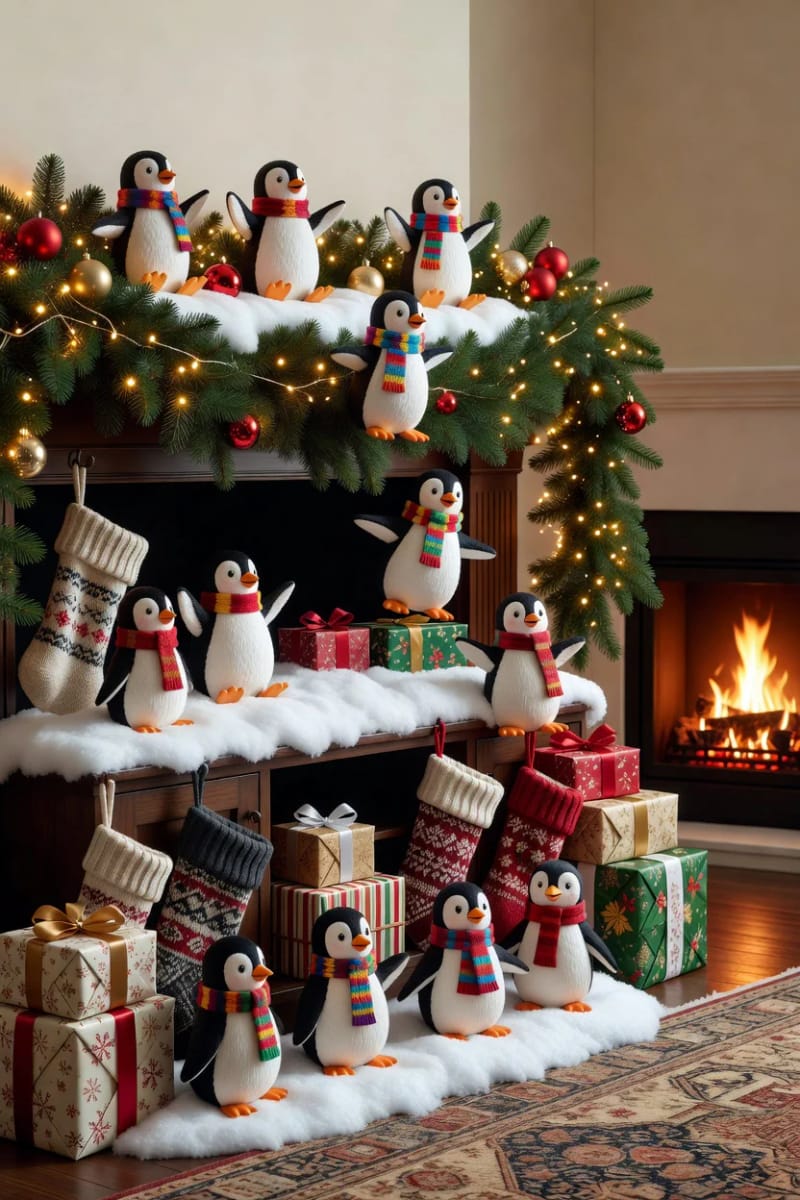 Sliding Penguins on the Banister: Christmas Staircase Ideas That Hold Up 17 no staircase? run the slide down a mantel or console 12