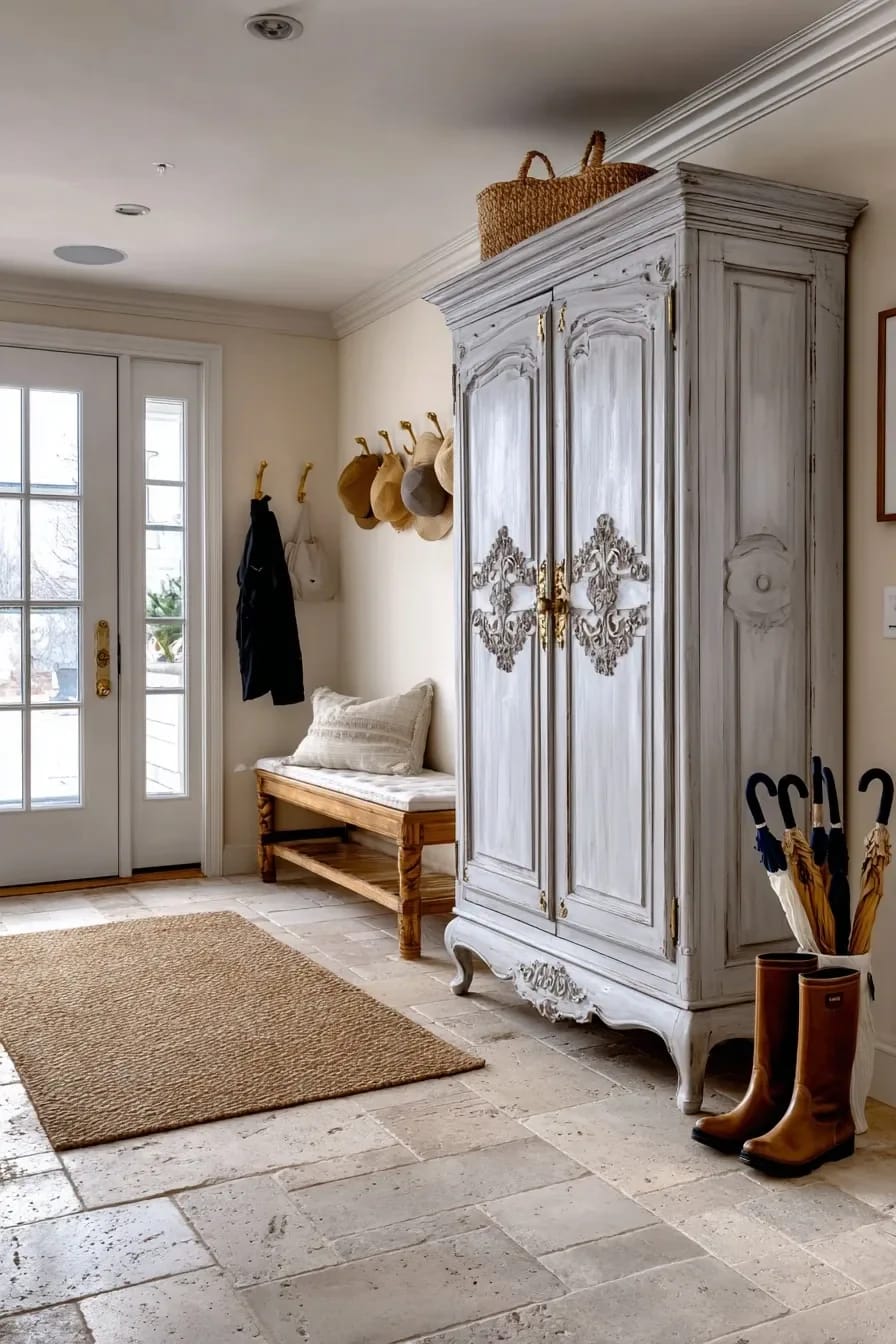 one armoire beats a wall of built-in mudroom lockers 1