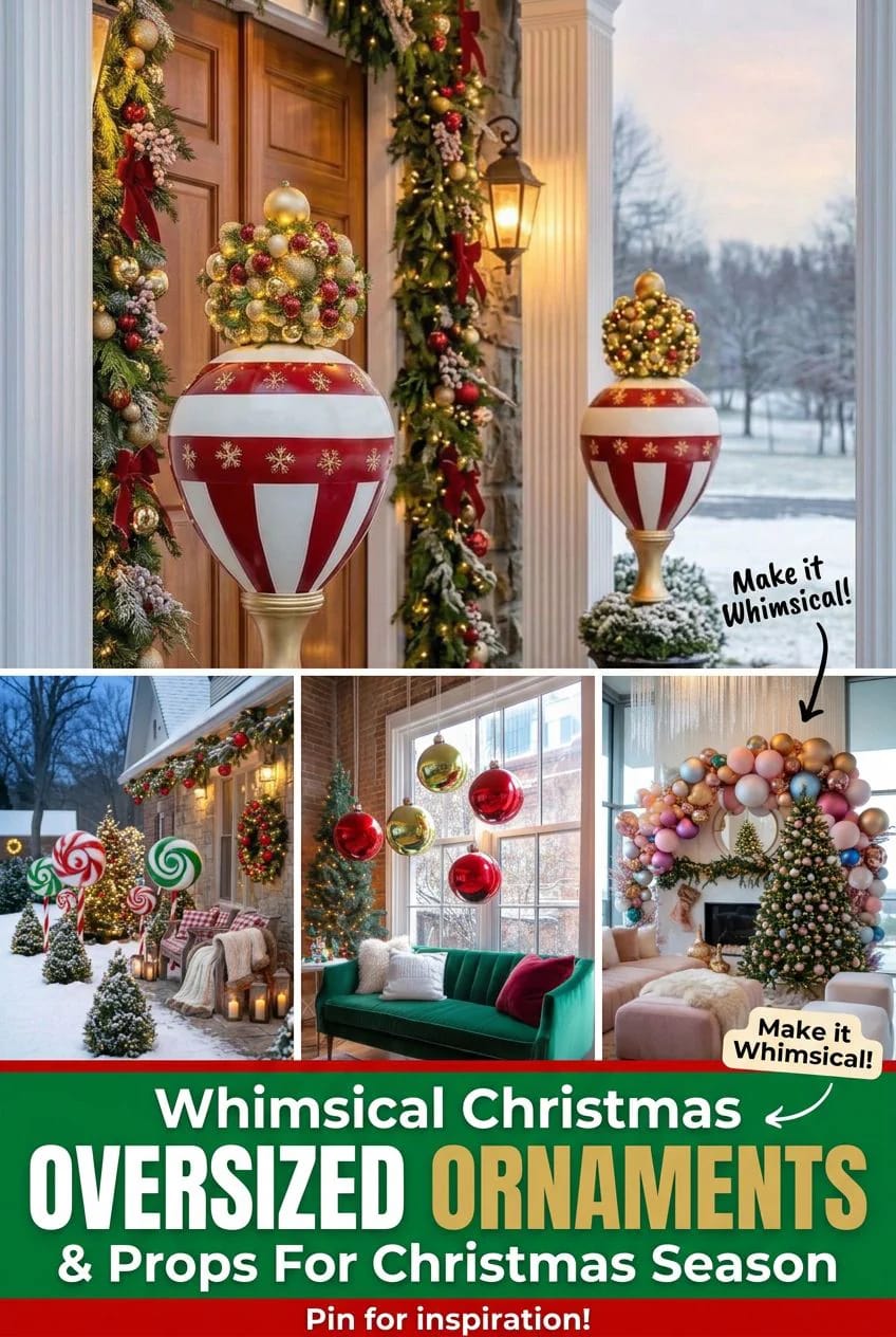 oversized whimsical christmas ornaments and props 1