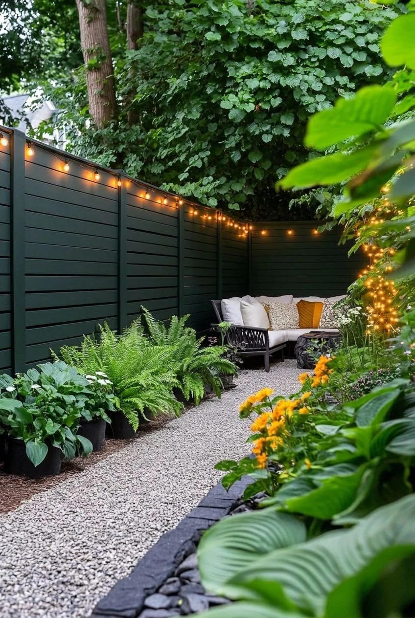 11 Small Backyard Ideas That Work in Under 400 Square Feet 19 paint the fence black or a deep green, never beige 1