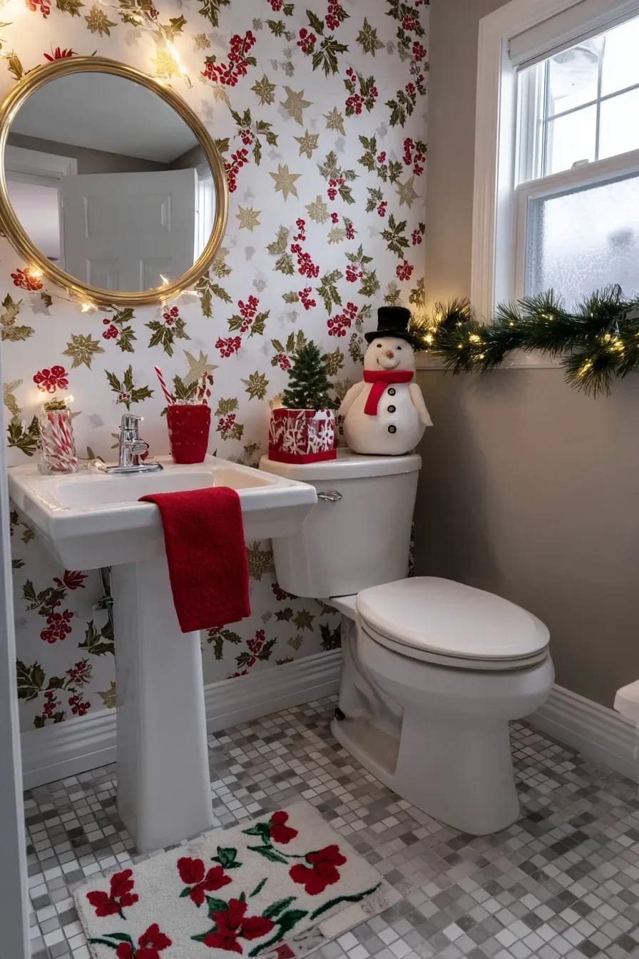 paper one wall behind the toilet with removable wallpaper 1
