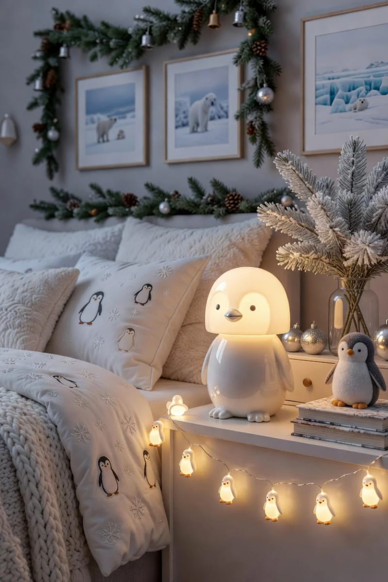 penguin lamps and penguin string lights do the after-dark work 1