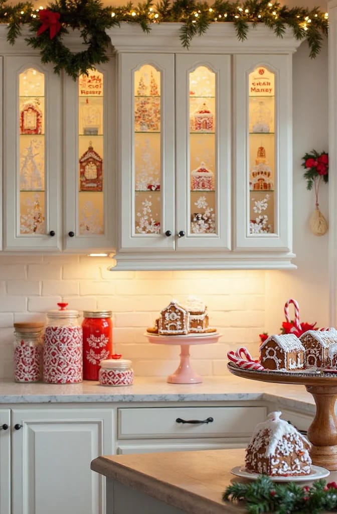 pipe faux royal icing on the glass cabinet doors 1