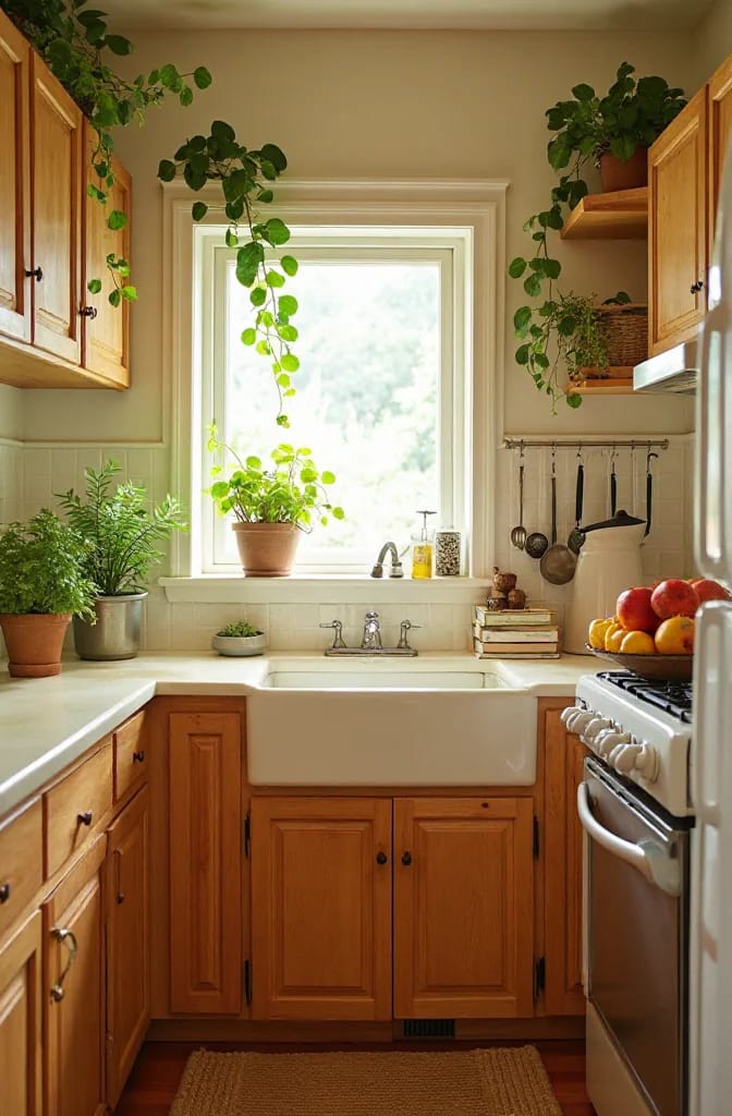 Cozy Kitchen Ideas That Actually Make You Want to Linger 18 plants and a bowl of produce out do the styling a cozy kitchen needs 1