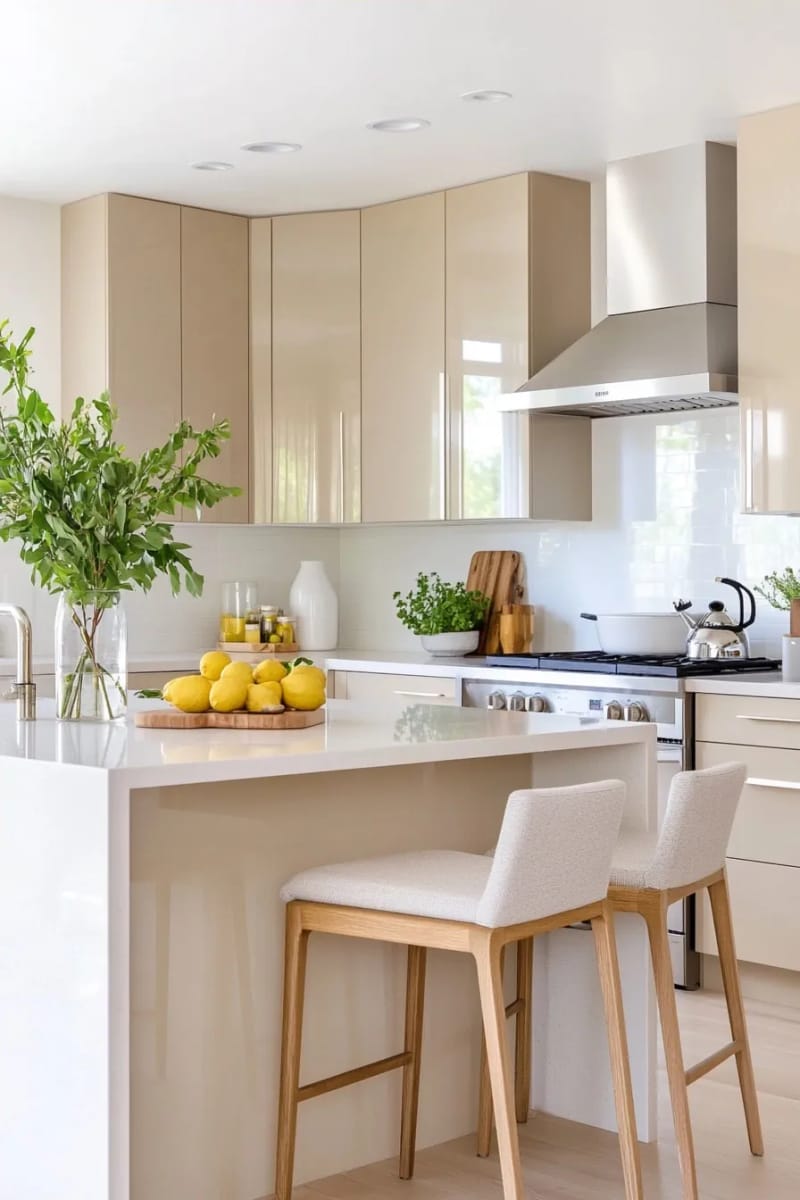 put the beige on the cabinets, not the walls 1