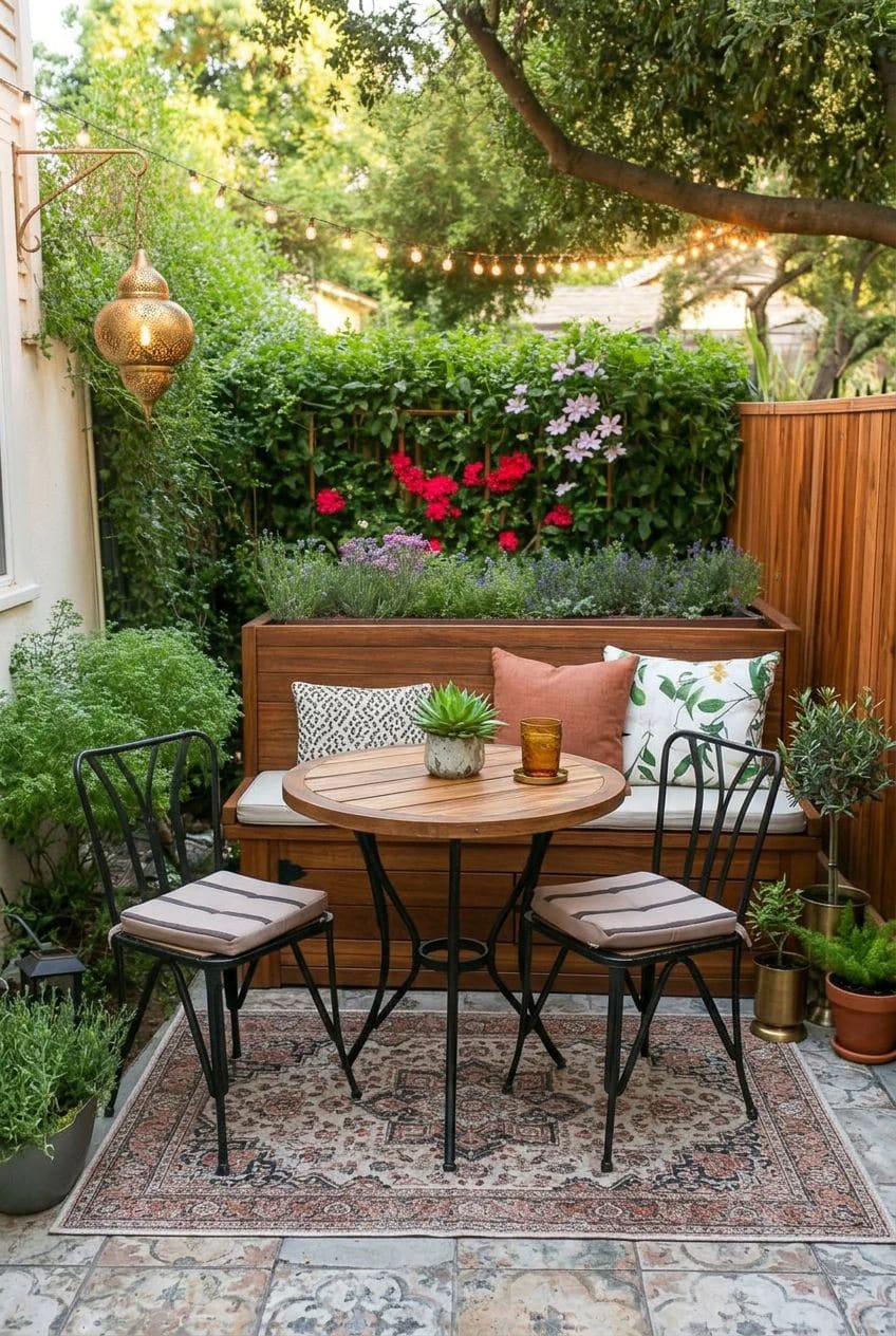 11 Small Backyard Ideas That Work in Under 400 Square Feet 25 put the hose, the cushions and the bin in one storage bench 1