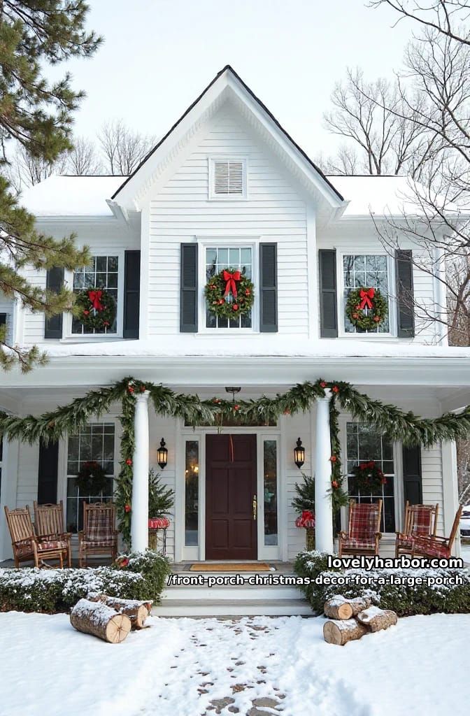 repeat one matching wreath across every window and column 1