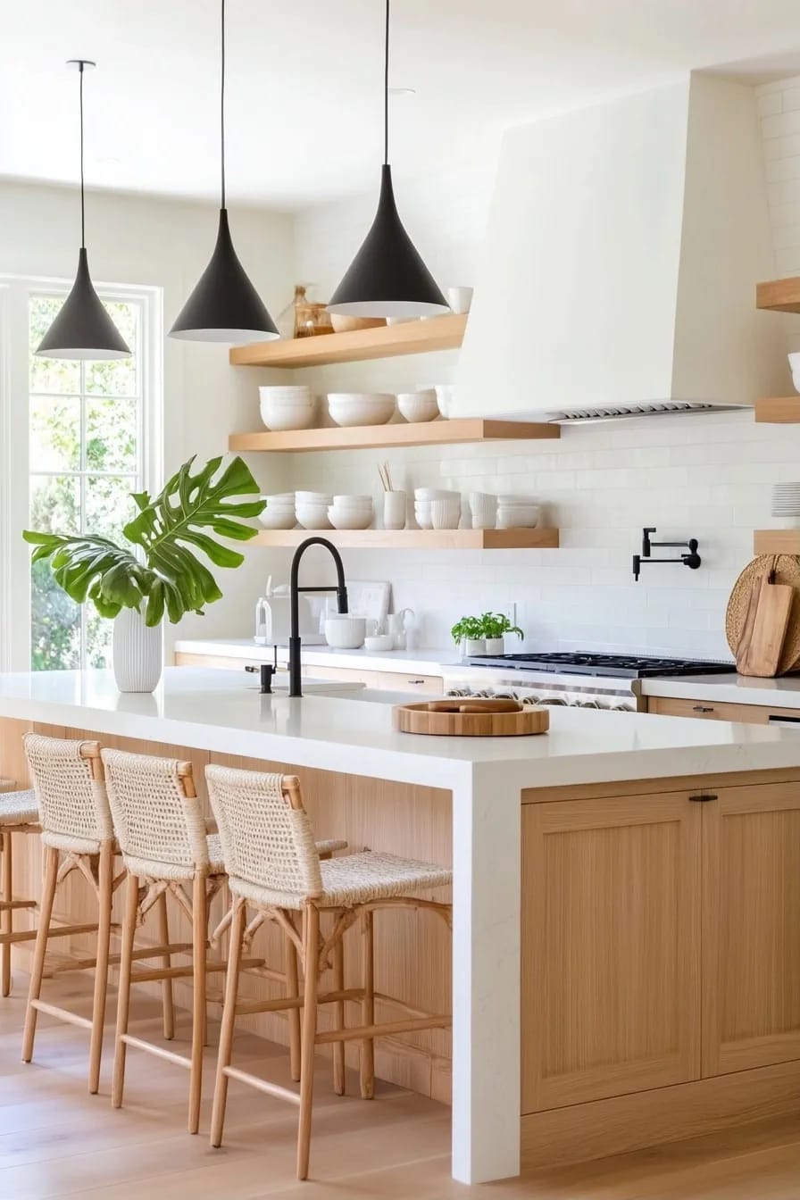 12 Japandi Kitchen Design Ideas That Survive Actual Cooking 4 rift-sawn white oak, not blond ash 1