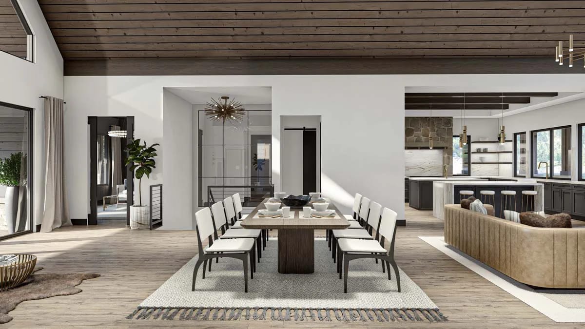 room for ten under a beamed ceiling, open on two sides 1