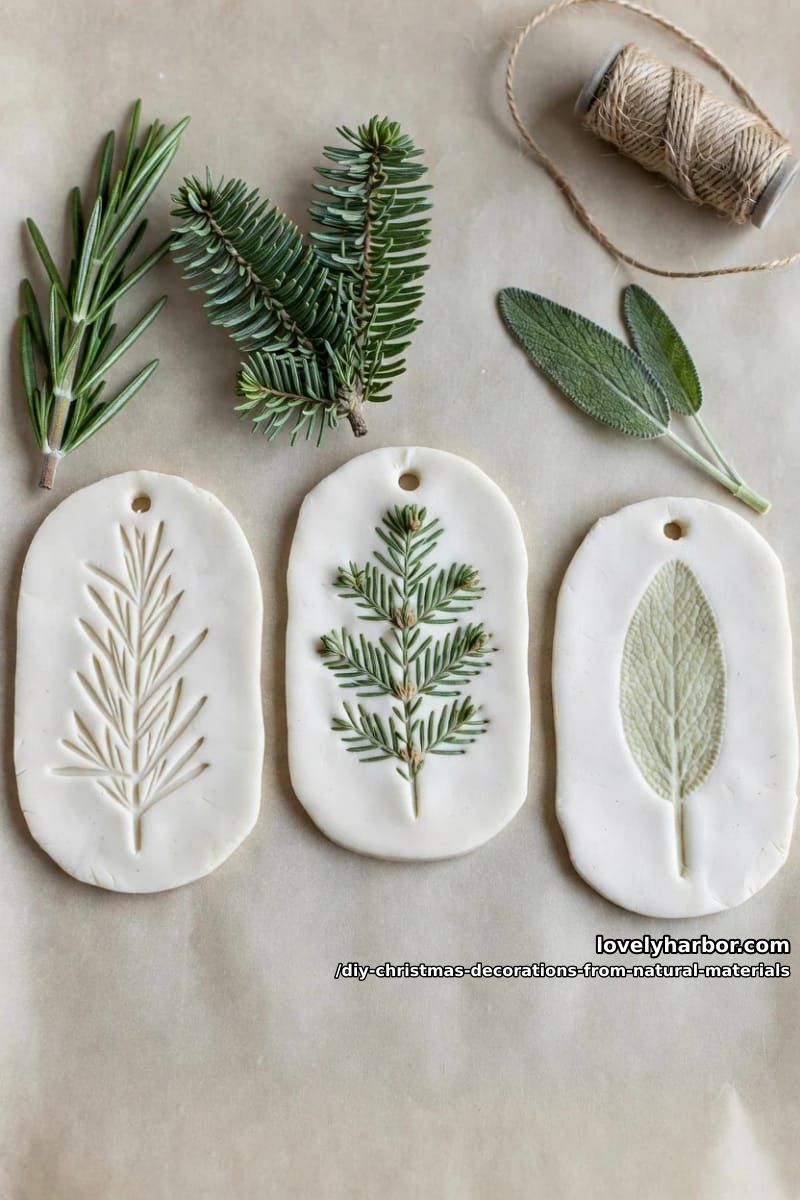 salt dough ornaments pressed with real herbs 1