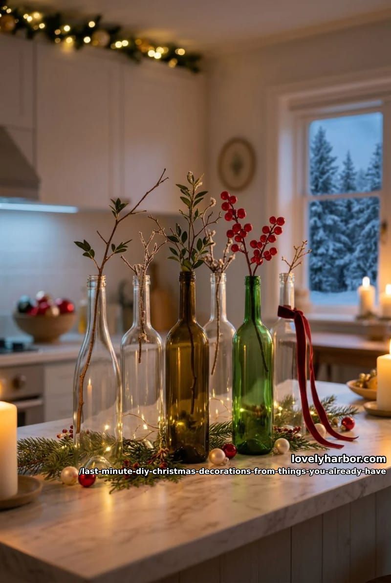 single branches in bottles, lined up 1