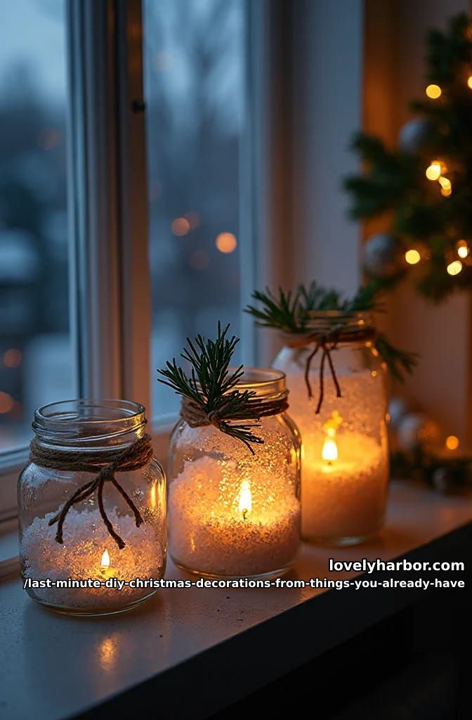 snowy jam jar luminaries with pantry salt 1