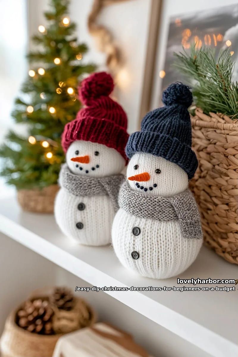 12 Easy DIY Christmas Decorations for Beginners on a Budget 16 sock snowmen from a single mismatched pair 1