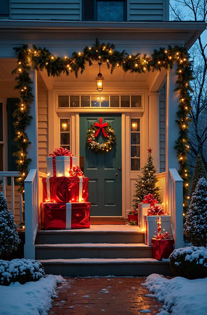 12 Whimsical Christmas Decor Ideas to Run Through the Whole House 14 stack oversized diy presents where a blow-mold would go 1