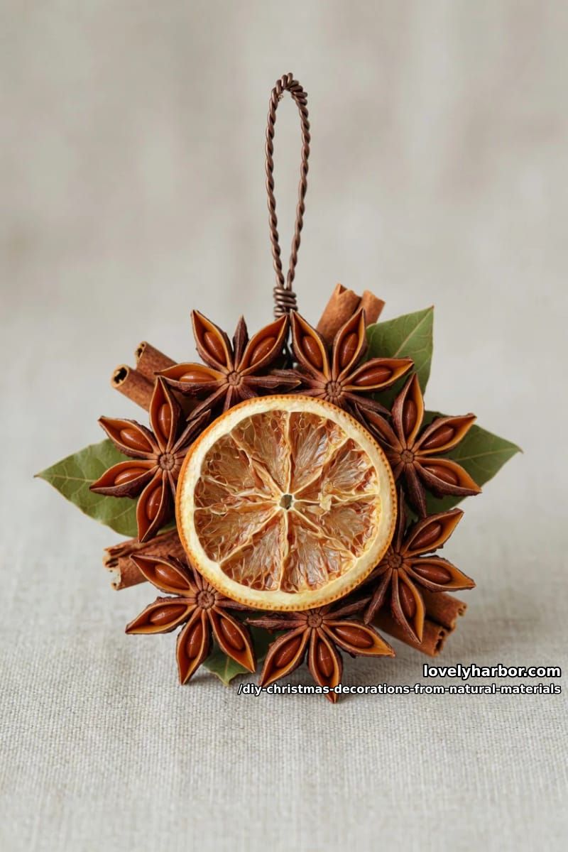 star anise blossom ornaments on paper-covered wire 1