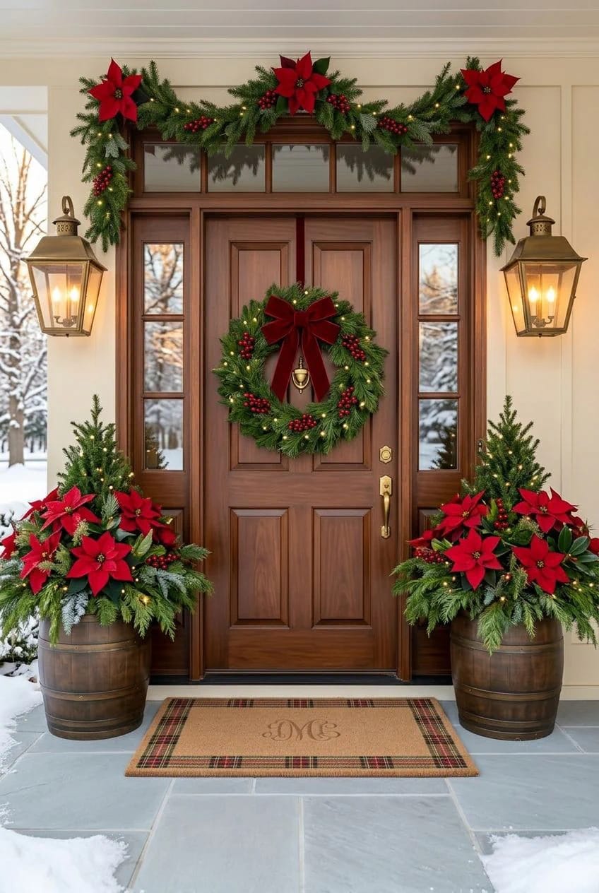 Classic Red and Green Christmas Decor Ideas for the Whole House 3 start red and green at the front door, not inside 1