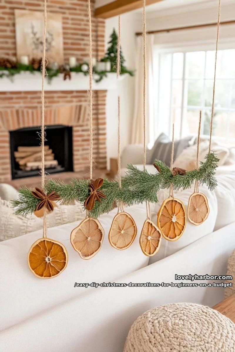 12 Easy DIY Christmas Decorations for Beginners on a Budget 5 string a dried citrus and cinnamon garland 4