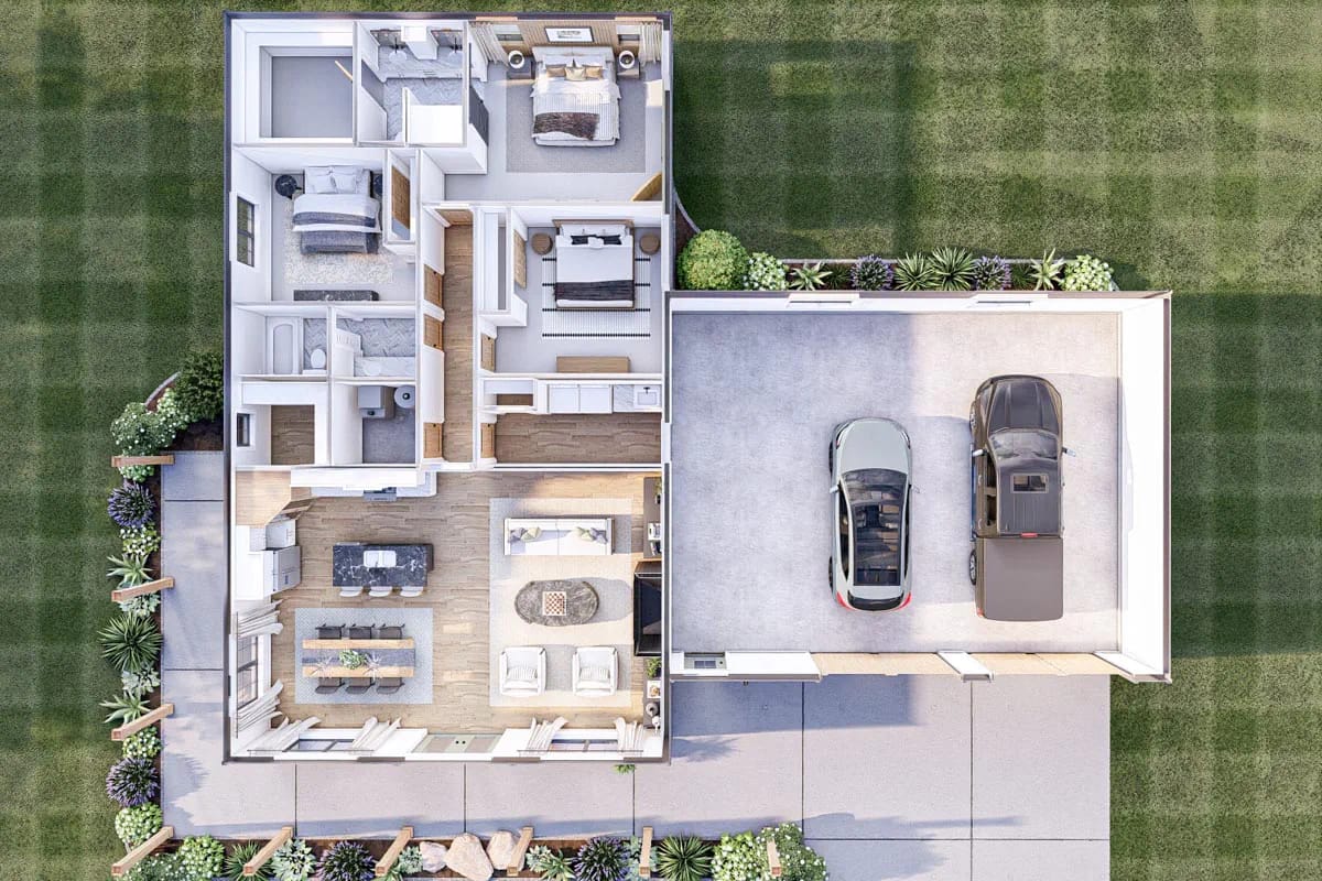 the 3d overhead shows how little of the envelope is house 1