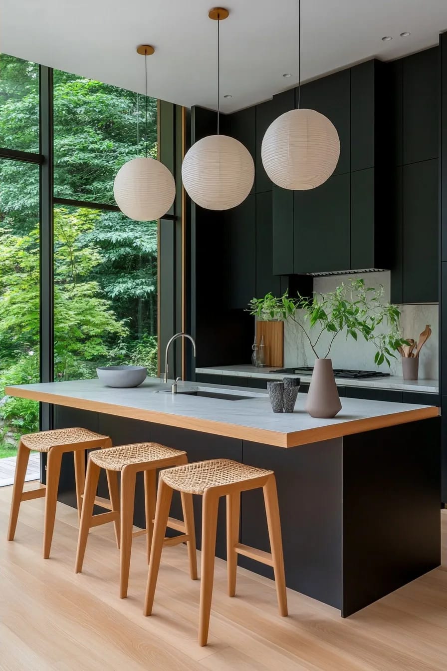 12 Japandi Kitchen Design Ideas That Survive Actual Cooking 19 the charcoal japandi kitchen needs more light, not less 1