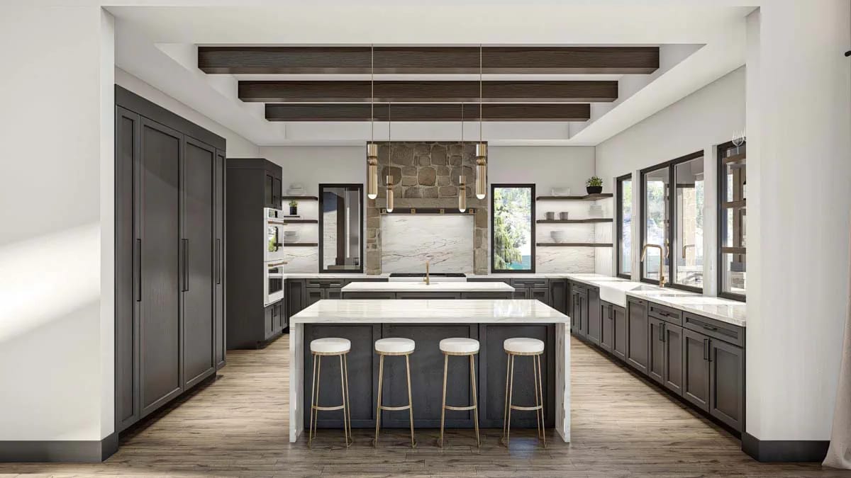 the kitchen runs charcoal and marble, and the walk-in pantry is smaller than it sounds 1