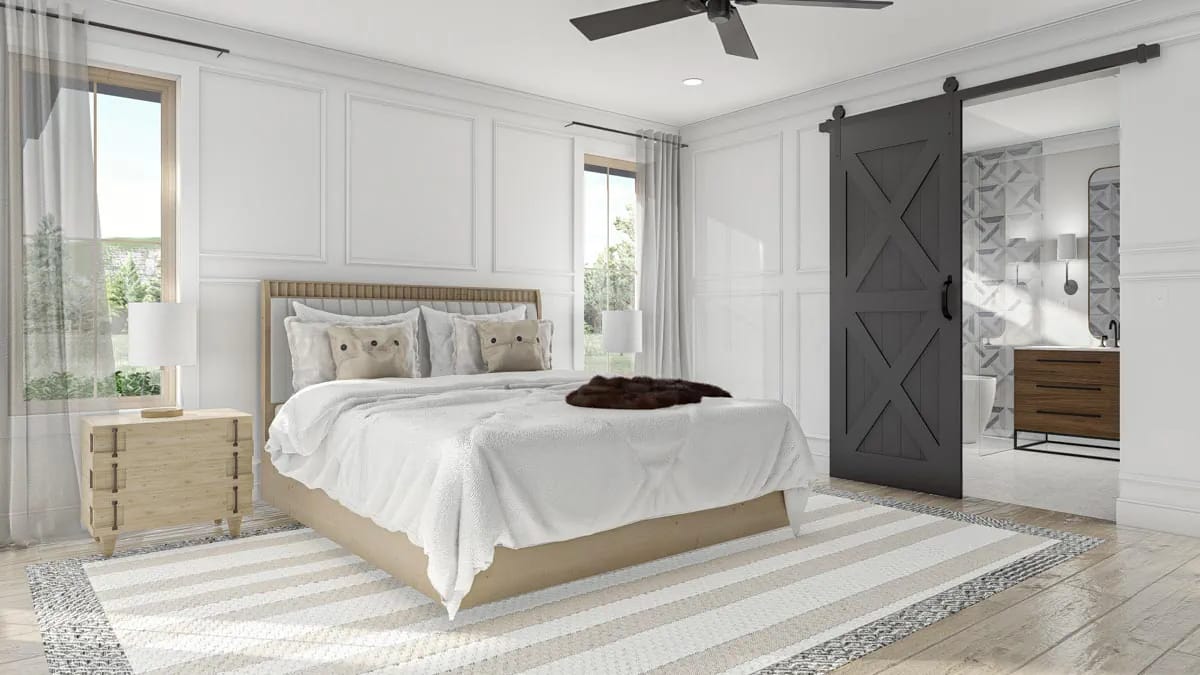 the master bedroom sits on the main floor behind a sliding barn door 1