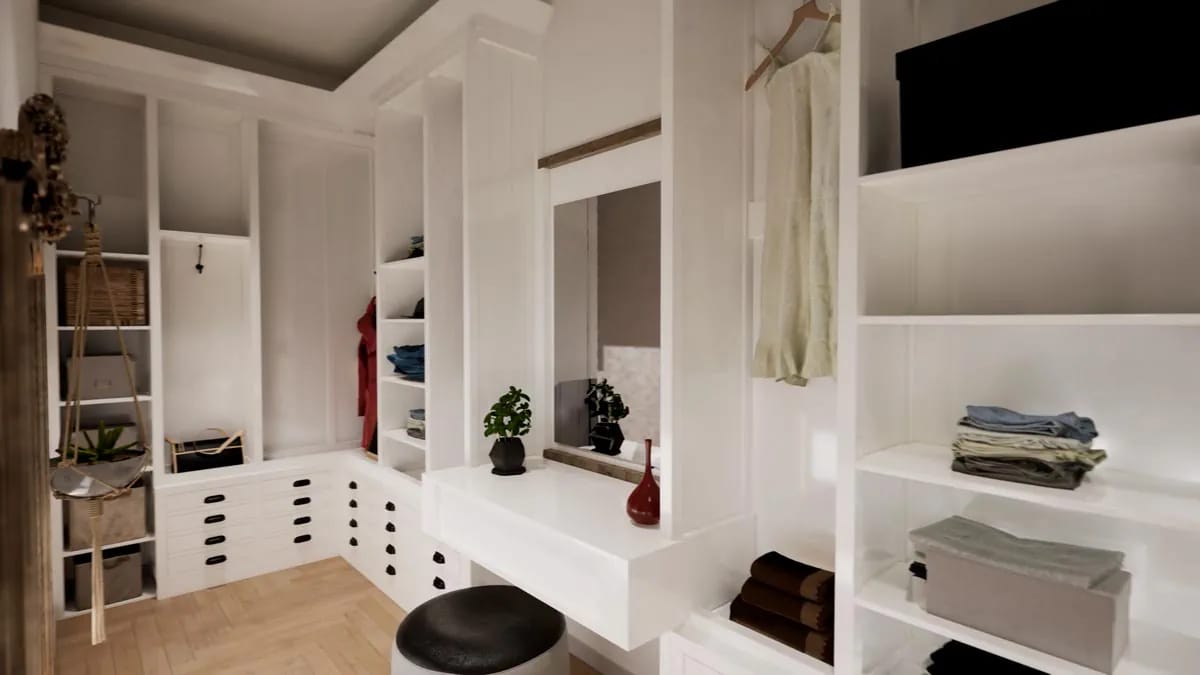 the master closet is a galley, not a dressing room 1